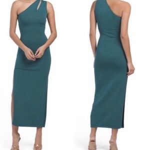 Torn By Ronny Kobo Fina Stretch Knit One Shoulder Maxi Dress Sz XS